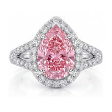Pink Diamond Ring 3.2 Carat Pear