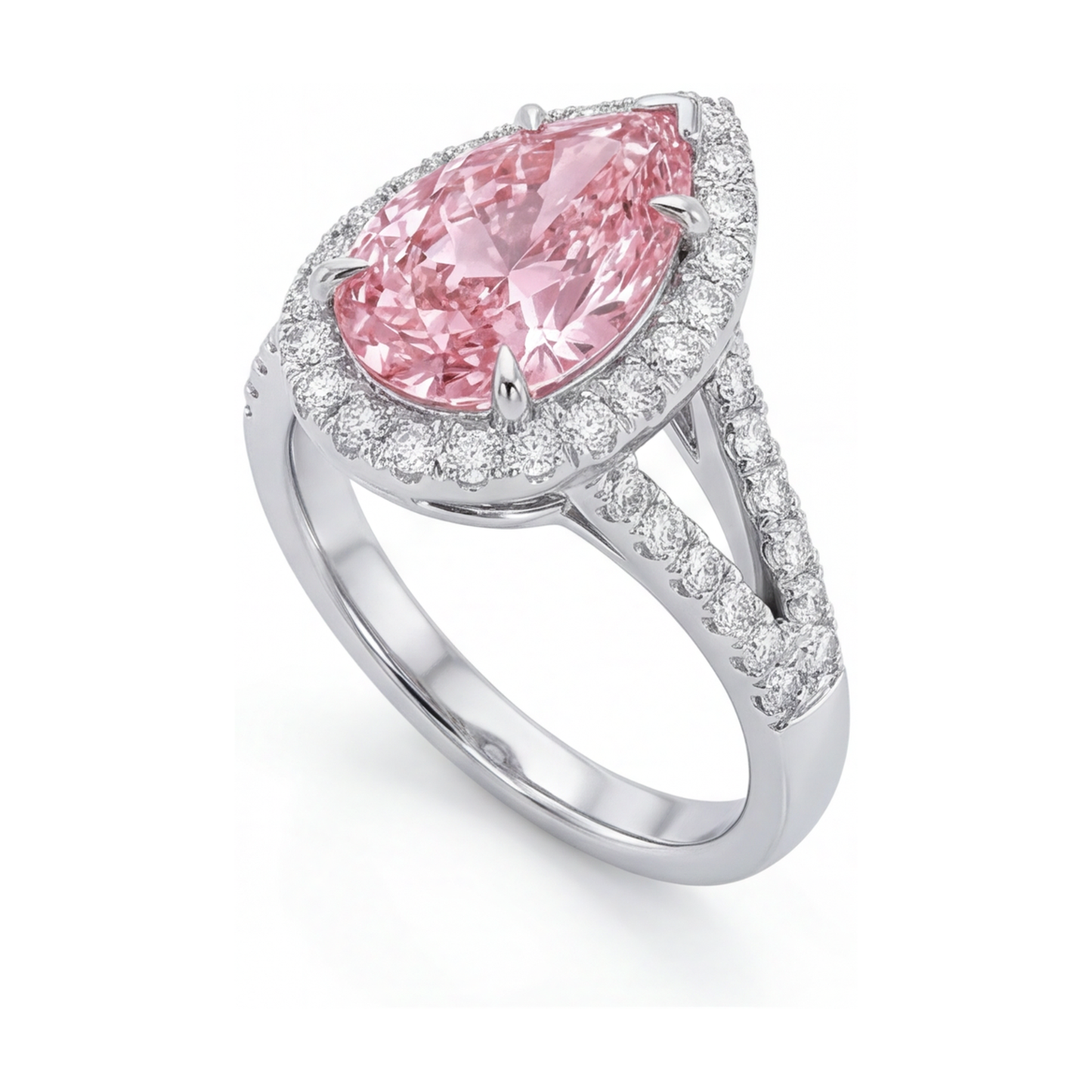 Pink Diamond Ring 3.2 Carat Pear