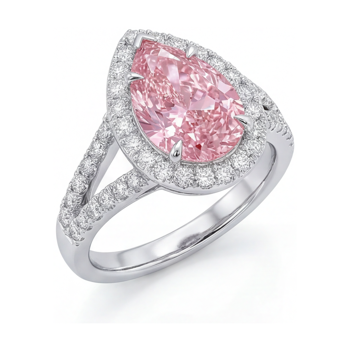 Pink Diamond Ring 3.2 Carat Pear