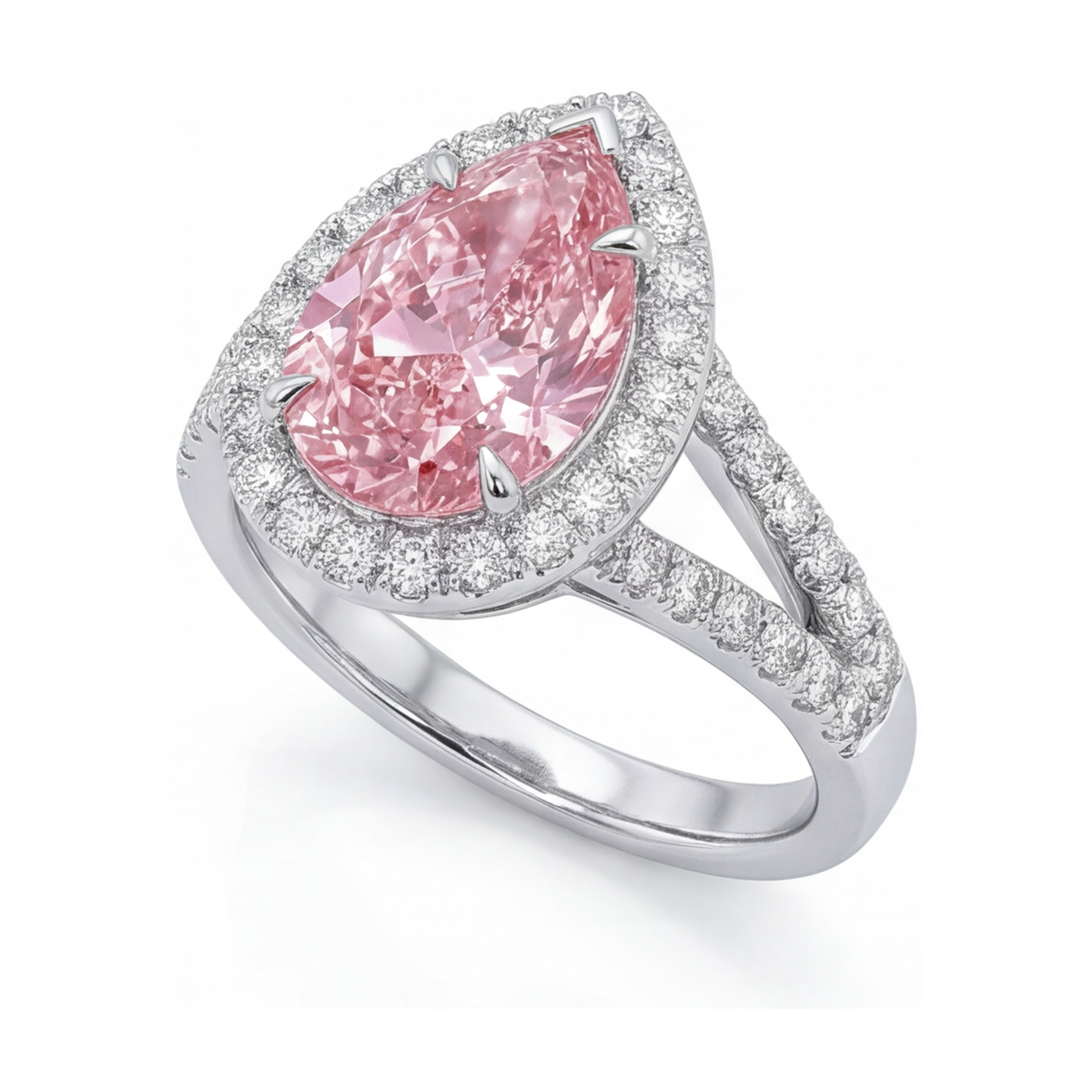 Pink Diamond Ring 3.2 Carat Pear