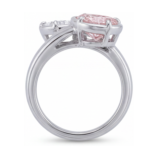 Pink Diamond Ring 3.2 Carat Pear Toi Et Moi Bypass