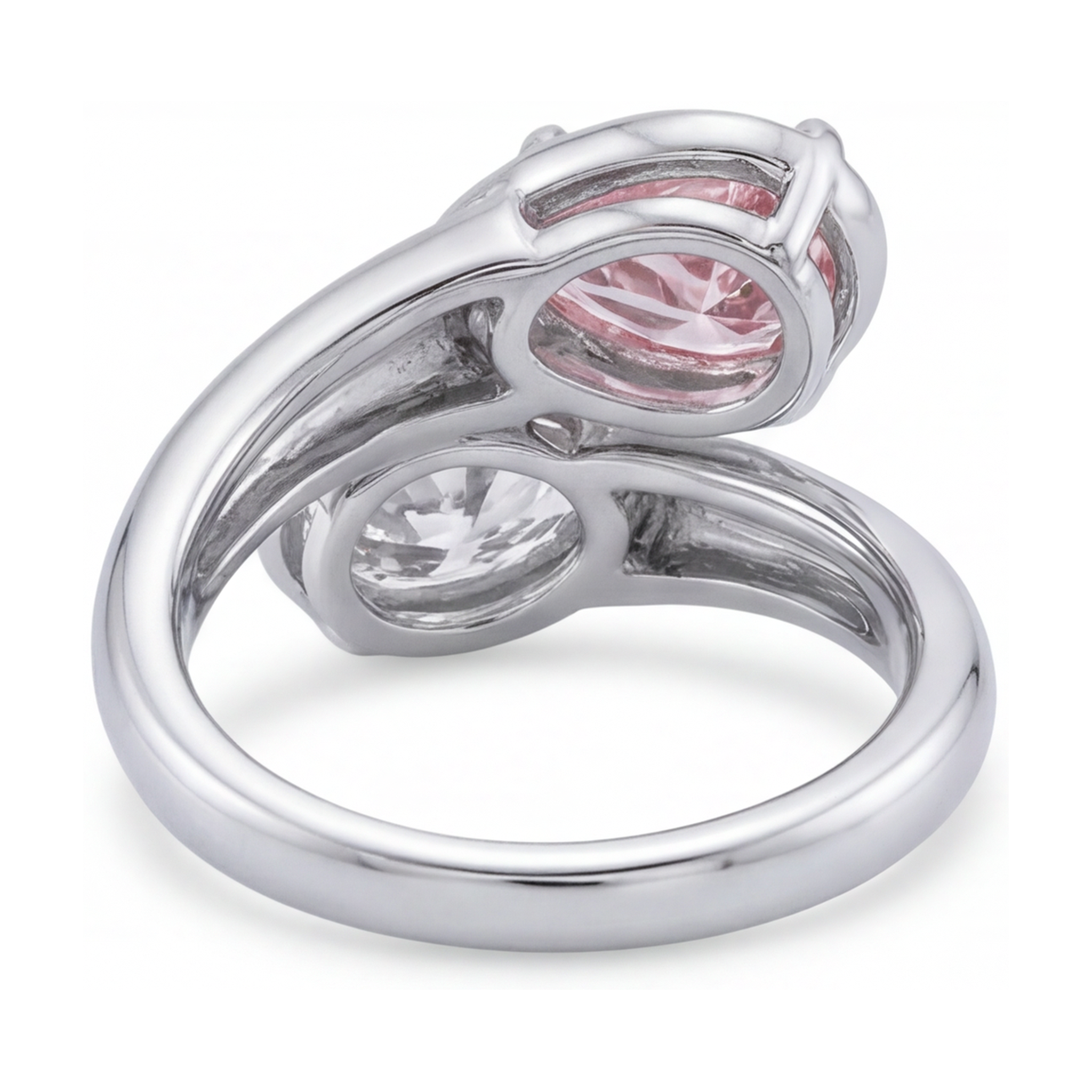 Pink Diamond Ring 3.2 Carat Pear Toi Et Moi Bypass