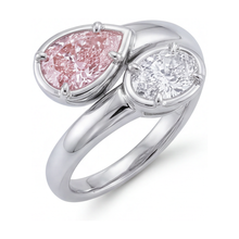 Pink Diamond Ring 3.2 Carat Pear Toi Et Moi Bypass