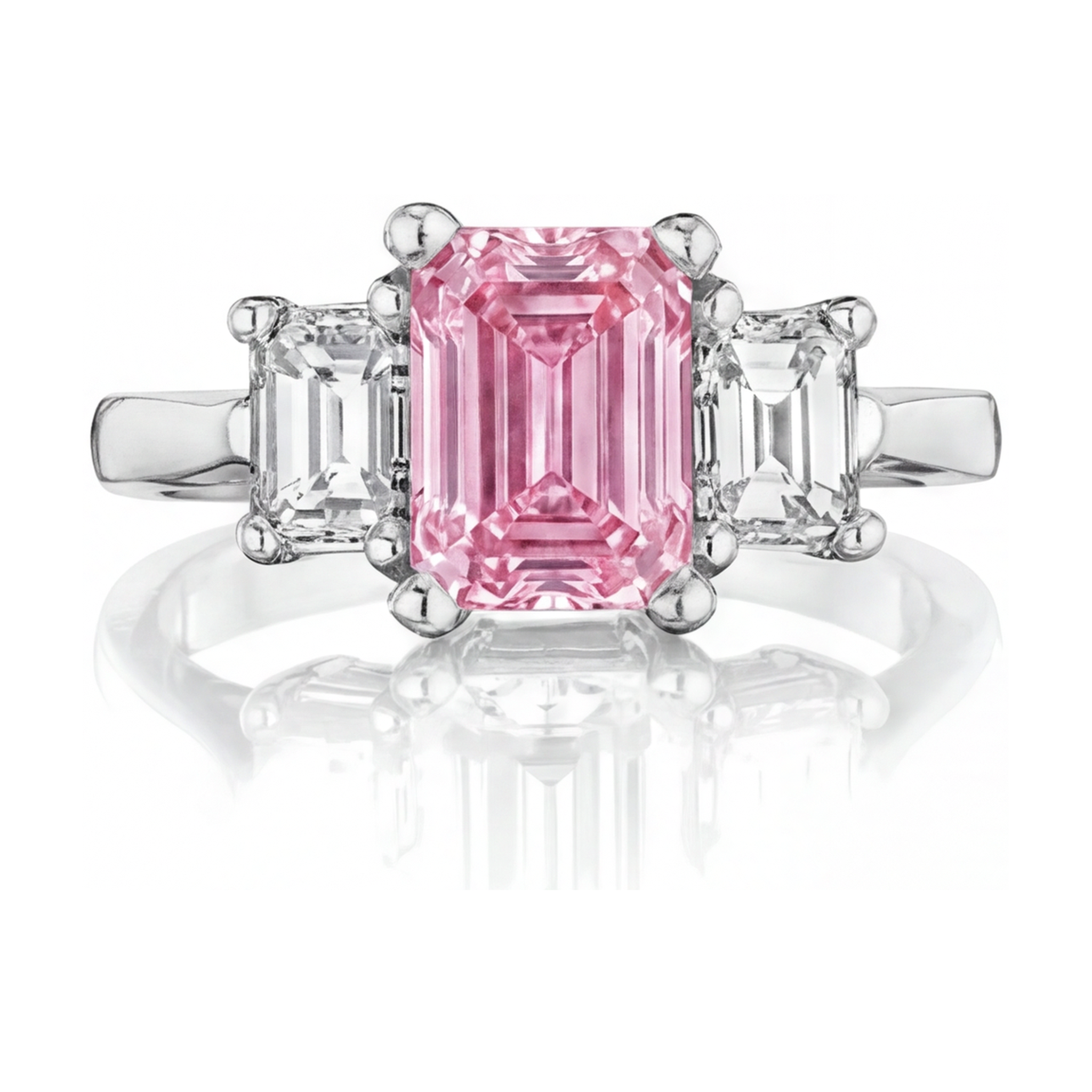 Pink Diamond Ring 3.4 Carat Emerald