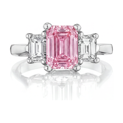 Pink Diamond Ring 3.4 Carat Emerald