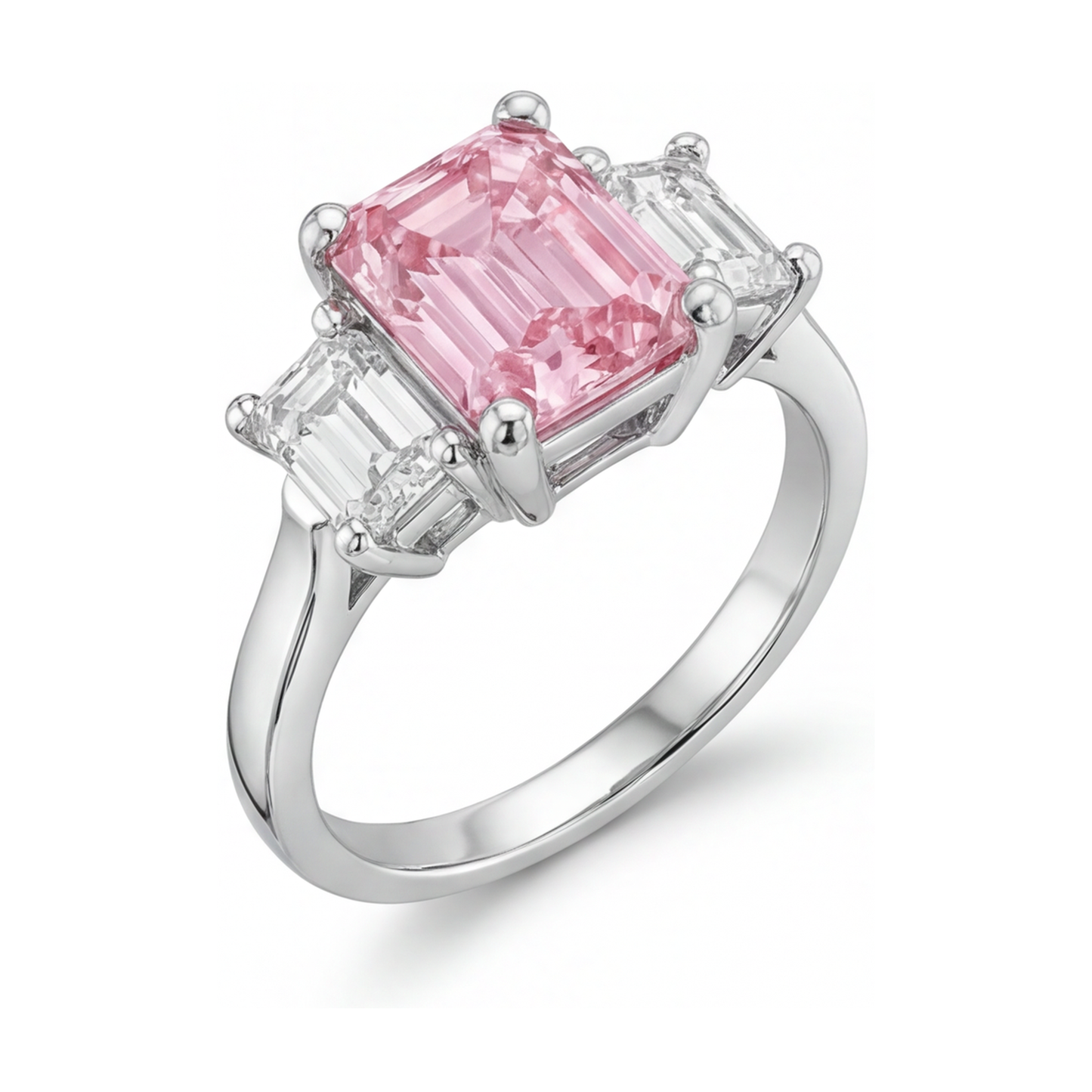 Pink Diamond Ring 3.4 Carat Emerald