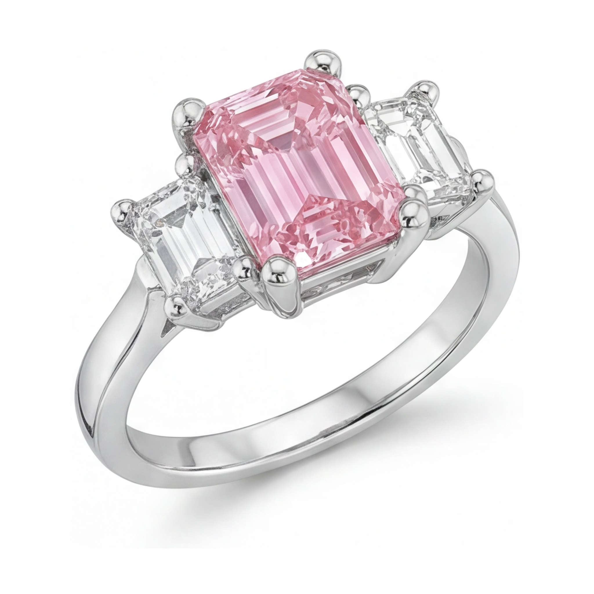 Pink Diamond Ring 3.4 Carat Emerald