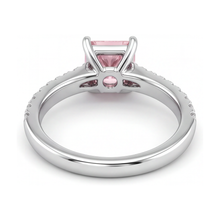 Pink Diamond Ring 3.5 Carat Lab Grown Princess Pave Solitaire 14K White Gold