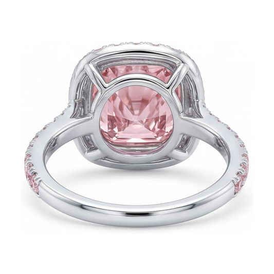 Pink Diamond Ring 3.8 Carat Cushion