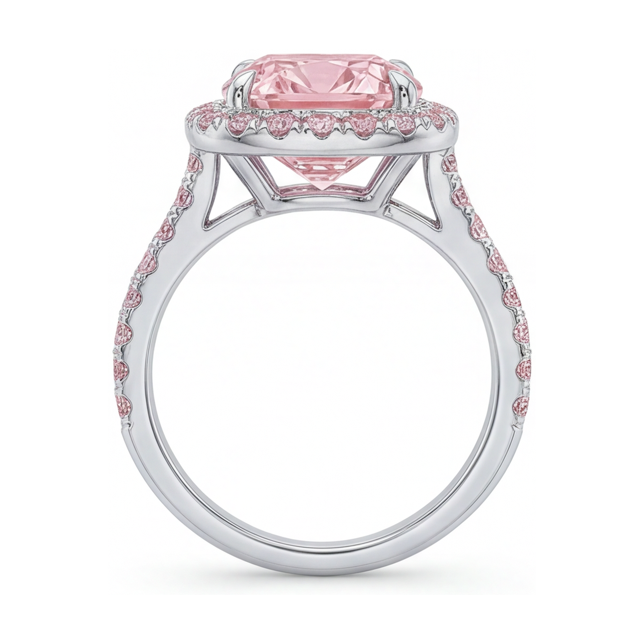 Pink Diamond Ring 3.8 Carat Cushion