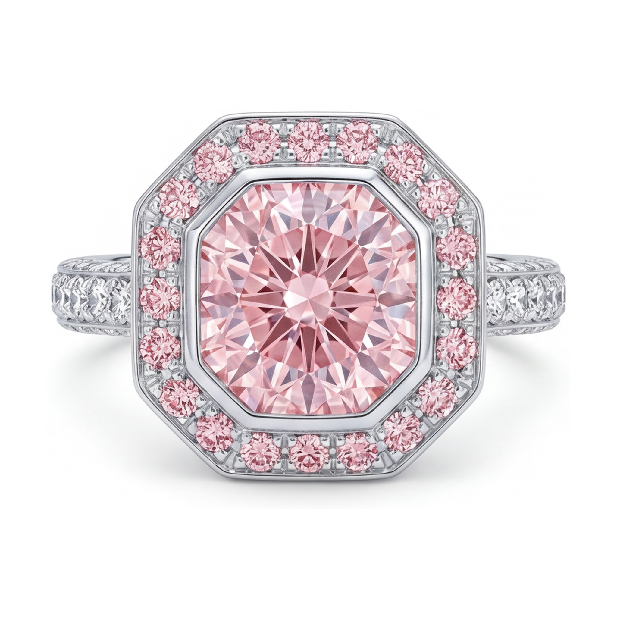 Pink Diamond Ring 3.9 Carat Round