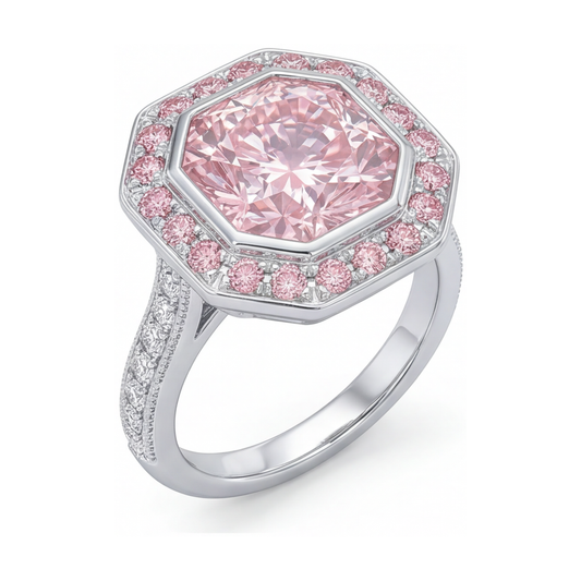 Pink Diamond Ring 3.9 Carat Round
