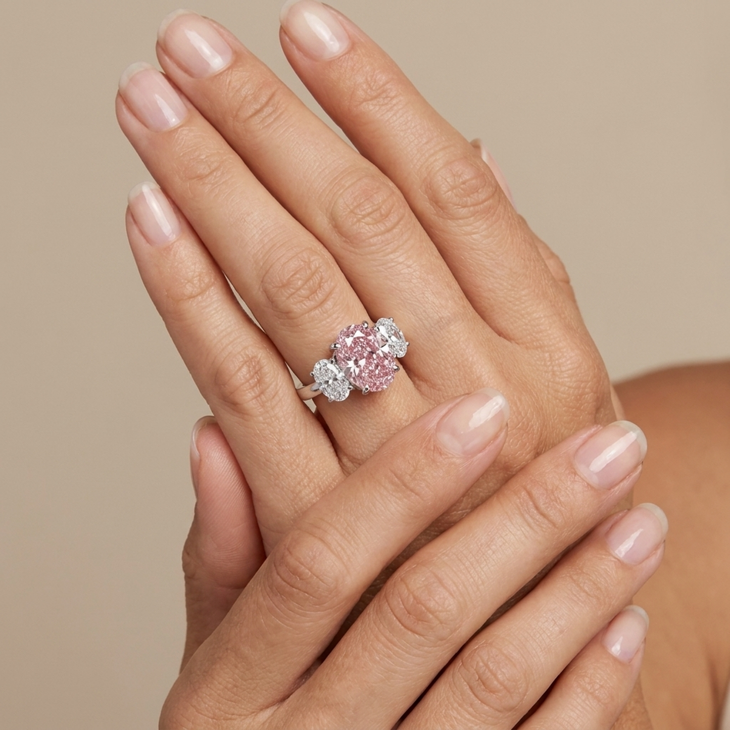 Pink Diamond Ring 4.2 Carat Oval