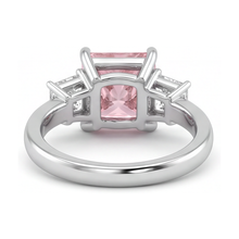 Pink Diamond Ring 4.5 Carat Lab Grown Princess Three Stone 14K White Gold