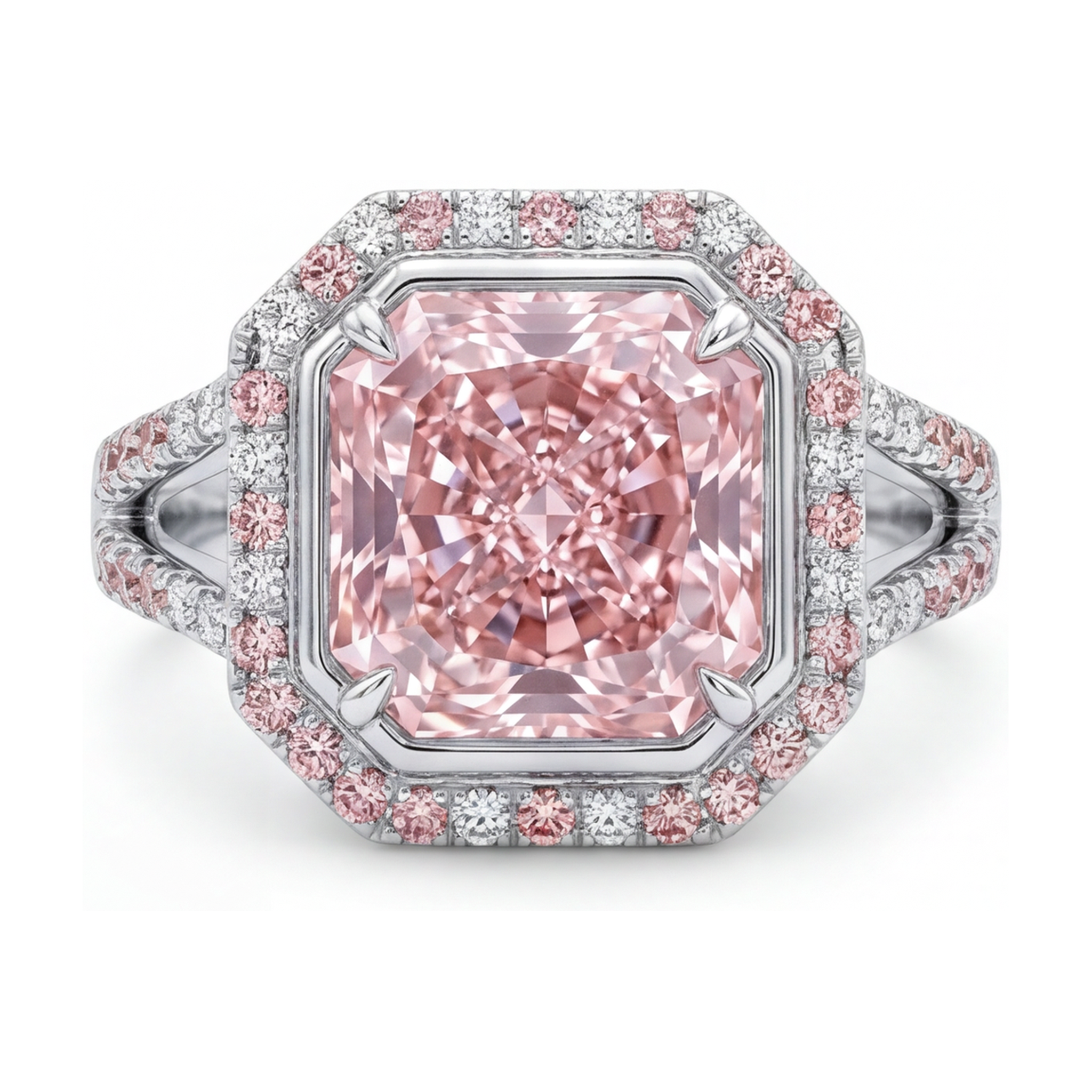 Pink Diamond Ring 4.6 Carat Radiant