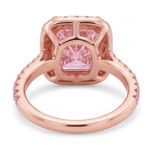 Pink Diamond Ring 6 Carat Lab Grown Radiant Halo Pave 14K Rose Gold