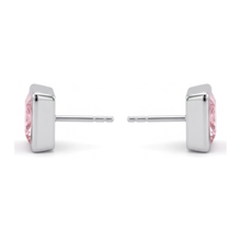 Pink Diamond Stud Earrings 3 Carat Lab Grown Princess Bezel 14K White Gold