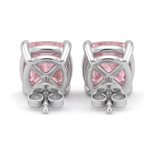 Pink Diamond Stud Earrings 4 Carat Lab Grown Cushion 14K White Gold