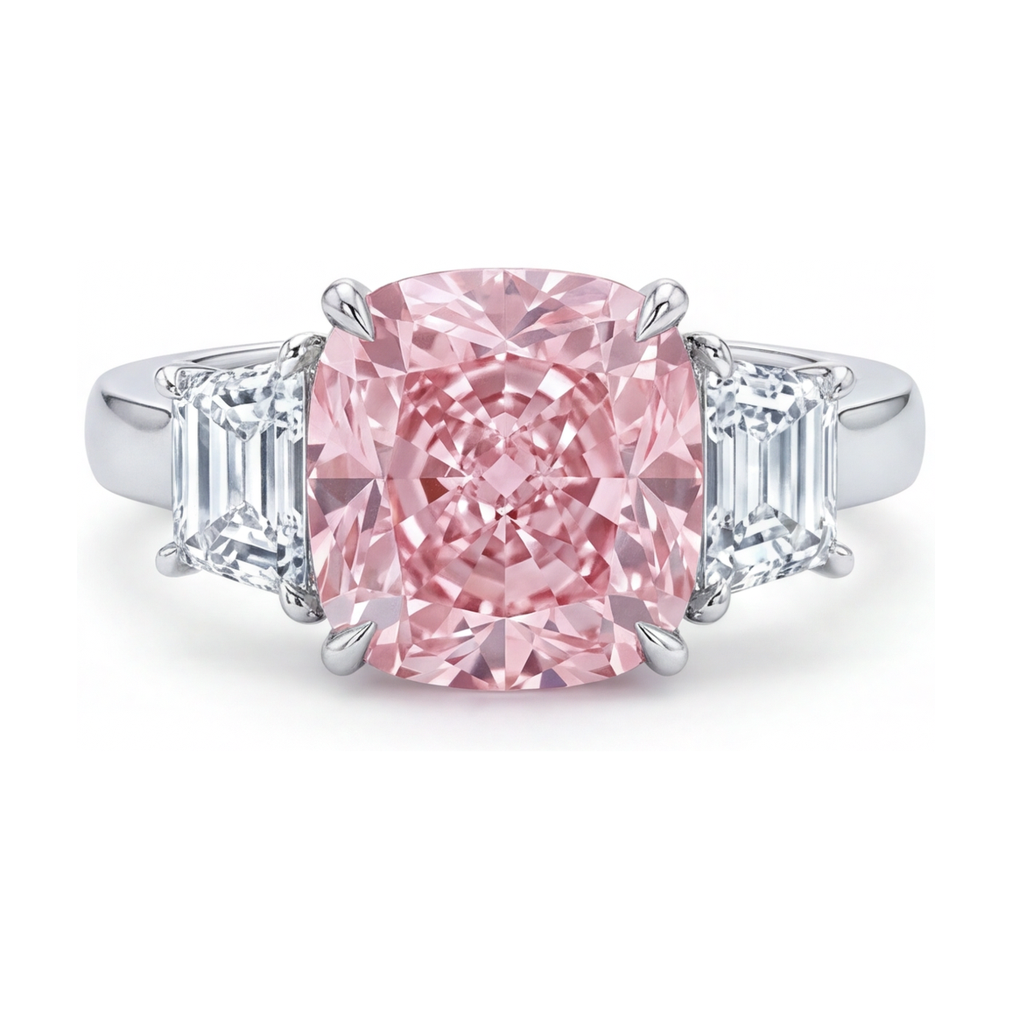 Pink Diamond Wedding Ring 5.1 Carat Cushion