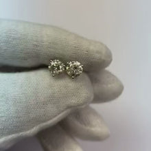 Prong Setting Round Natural Earth Mined Diamond Stud Earring White Gold 14K 2 Carats