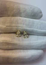 2 Carat Pear Cut Natural Earth Mined Diamond Stud Earrings Yellow Gold Pushback