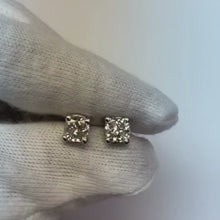 Cushion Cut Stud Natural Earth Mined Diamond Ladies Earrings 2 Carats White Gold
