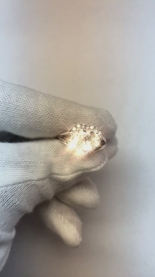 Gorgeous Heart And Round Cut 2 Ct Genuine Natural Earth Mined Diamond Halo Ring White Gold 14K