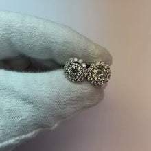 3.50 Carats Sparkling Round Cut Natural Earth Mined Diamonds Halo Lady Stud Earrings
