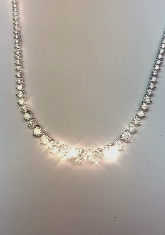 White Gold 14K Women Necklace Small Round Cut 25.00 Carats Natural Diamonds