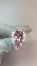 21.75 Carats Pear Kunzite With Round Natural Earth Mined Diamonds Ring White Gold 14K