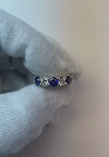 Alternating Blue Sapphire & White Natural Earth Mined Diamond Eternity Wedding Band