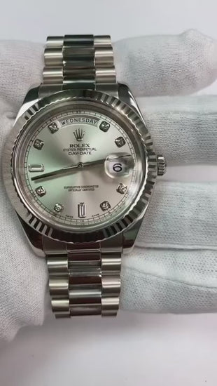 Rolex Day Date Two 41 Mm Silver Diamond Dial Men Watch White Gold2