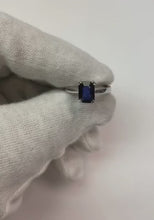 Blue Sapphire Solitaire Engagement Emerald Ring 2 Carats Prong Set
