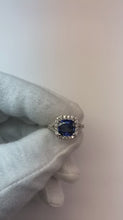4.10 Ct Cushion Sri Lankan Sapphire And Round Natural Earth Mined Diamonds Ring White Gold