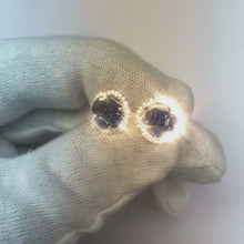 Sri Lanka Sapphire Natural Earth Mined Diamond Cluster Women Gold Earring 4.45 Carats