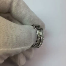 White Gold 14K 4 Ct Channel Set Princess Cut Natural Diamond Hoop Earring