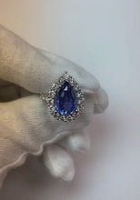 Halo Gemstone Ring Pear Blue Sapphire Gold Womens Jewellery 8 Carats