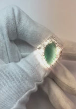 Marquise Cut Green Emerald & Round Natural Earth Mined Diamond 6.50 Carats Anniversary Ring