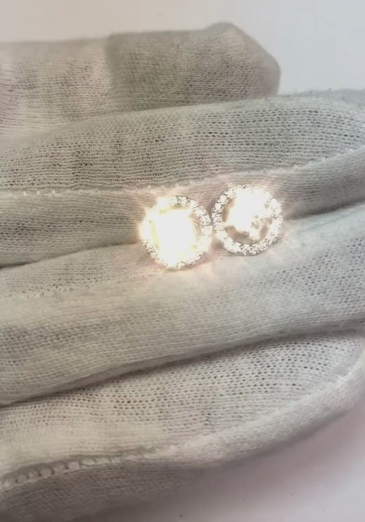 2.34 Ct Brilliant Cut Sparkling Diamonds Lady Studs Halo Earring