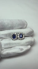 6 Carats Prong Set Ceylon Sapphire Stud Earrings White Gold 14K