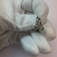 Drop Down Bezel Earrings 1 Carat Round Natural Earth Mined Diamond White Gold