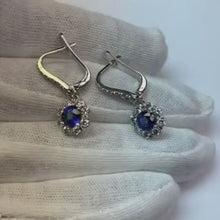 Round Cut 2.50 Ct Sri Lankan Sapphire And Natural Earth Mined Diamond Dangle Earring