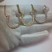 2.5 Ct Round Cut Natural Earth Mined Diamonds Horseshoe Pendant Necklace14K White Gold