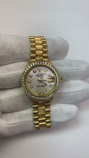 Lady Rolex Presidential-Watch Mop Bezel President Yellow Gold