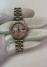 LadiesPinkMopDiamondDialWatchRolexDatejustTwoTone2