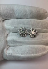 5 Carats Round Natural Earth Mined Diamond Flower Shape Women Stud Halo Earrings