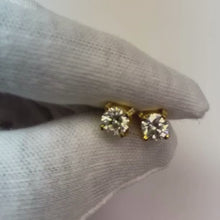 1.50 Carats Prong Set Natural Earth Mined Diamond Stud Earring Yellow Gold 14K