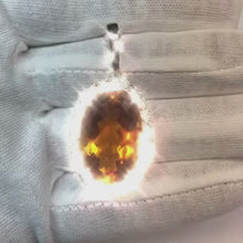 20.50 Ct Prong Set Citrine And Natural Earth Mined Diamonds Pendant Yellow Gold 14K