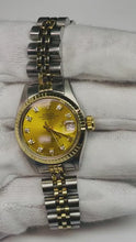 Rolex Ss & Gold Datejust Ladywatch Champagne Natural Earth Mined Diamond Fluted Bezel