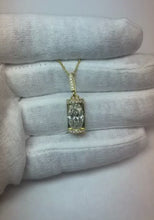 White Gold Natural Earth Mined Diamond Pendant Bar Set Oval Old Cut 4 Carats 14K